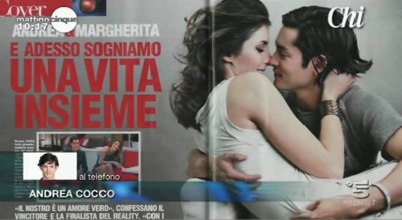 Andrea Cocco: Settimanale Chi “Non stò bluffando, sogno di andare a vivere con Margherita”