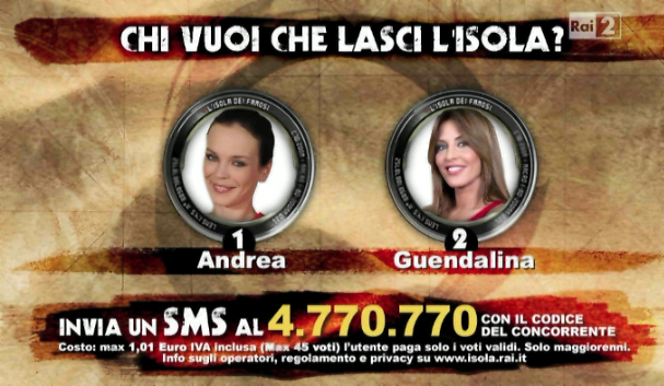Isola dei Famosi 2012: Eliminati Otelma, Rossano e Carmen, Guendalina e Andrea in nomination
