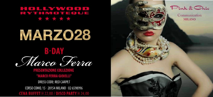 Marco Ferra: Presenta la sua collezione di gioielli all’Hollywood di Milano