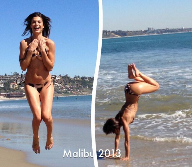 Elisabetta Canalis: Posta su Twitter le foto in bikini a Malibù