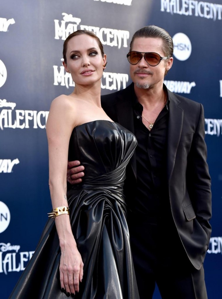 Angelina Jolie e Brad Pitt alla presentazione di Maleficent 