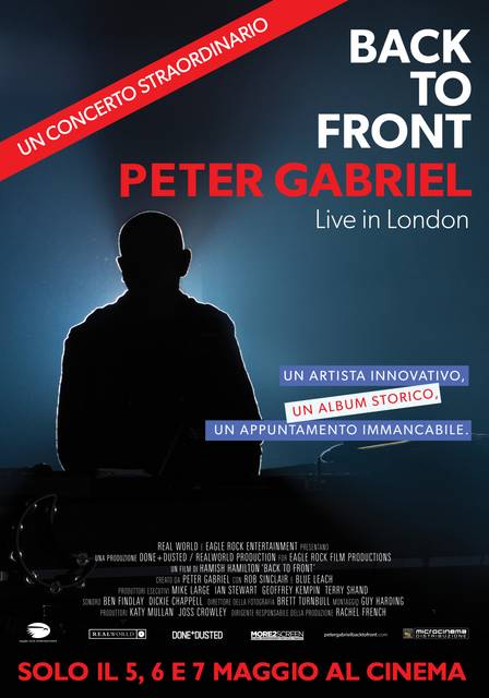 Peter Gabriel al cinema con Back to Front - Live in London