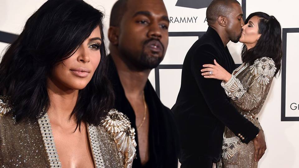 Kim Kardashian palpata dal marito ai Grammy 2015