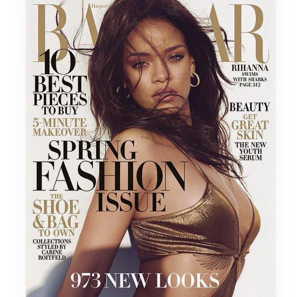 Rihanna sulla copertina del magazine Harper's Bazaar del mese di marzo