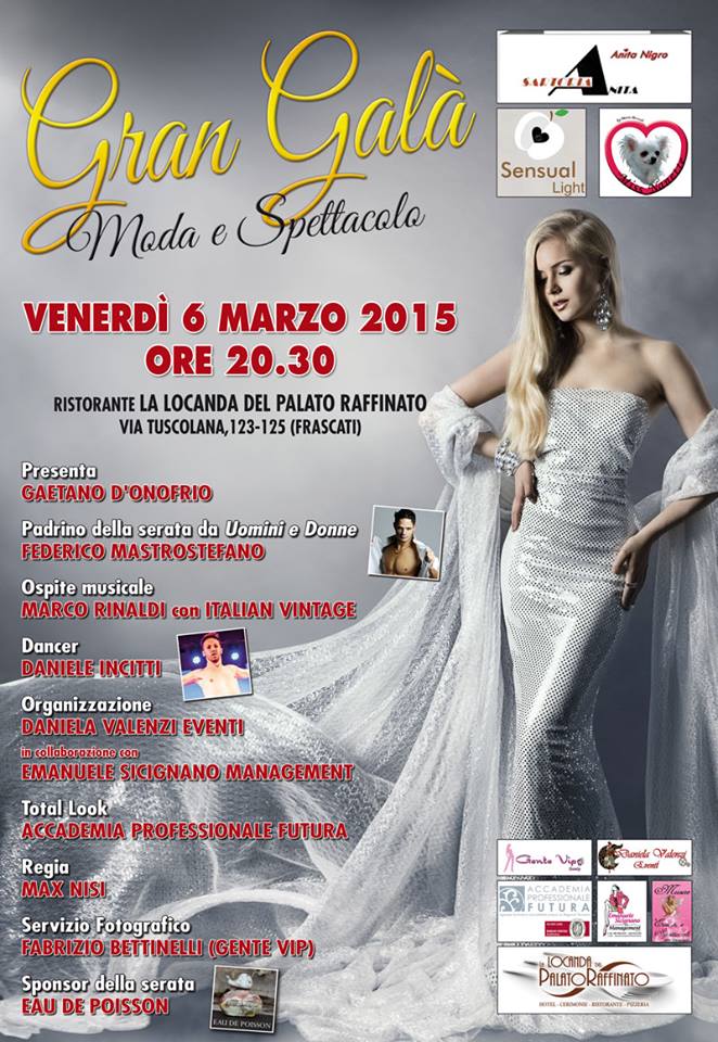 Gran galà moda e spettacolo locandina evento 6 marzo 2015