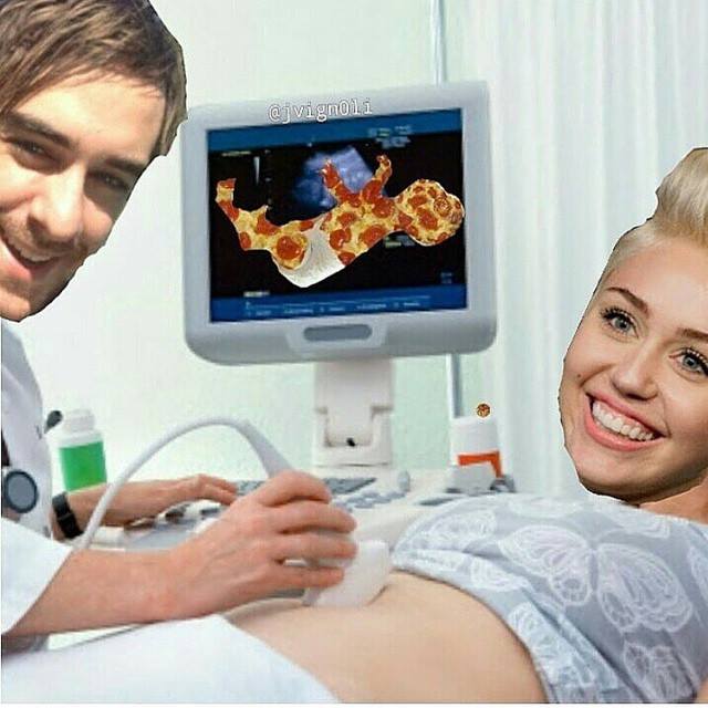 Miley Cyrus: Un fotomontaggio per sfatare i pettegolezzi sulla sua presunta gravidanza