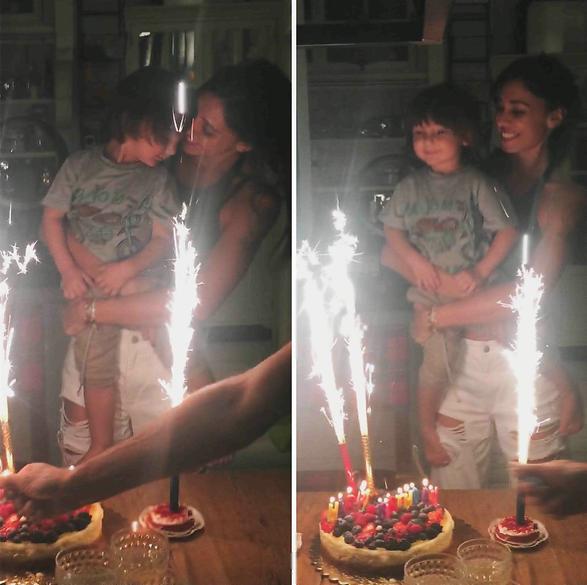 Belen Rodriguez festeggia il compleanno con Santiago