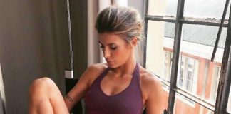 Elisabetta Canalis shooting per linea di abbigliamento sportivo elisabetta canalis news