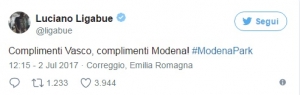 Il tweet di Luciano Ligabue per Vasco Rossi - Modena Park live 2017